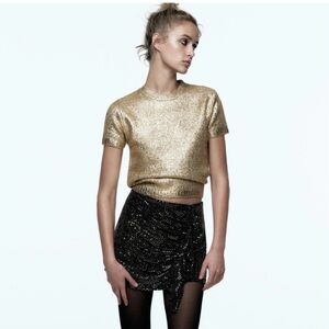 ZARA FOIL KNIT SWEATER